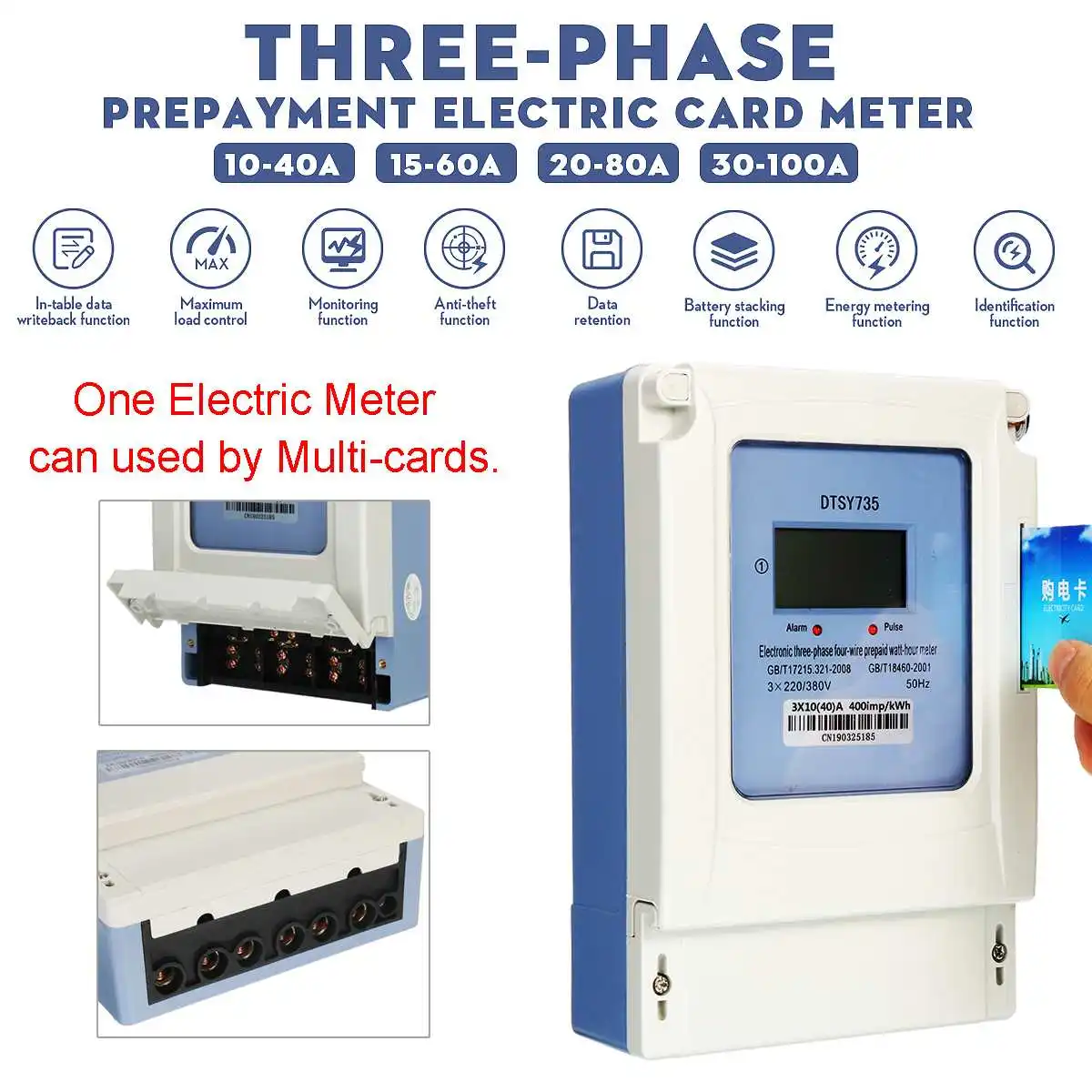 ZEAST 3 фазы 4-счетчик электроэнергии 3x220/380 V предоплаты энергии Электрический кард-метр ЖК-дисплей Подсветка цифровой Дисплей несколькими пользователями