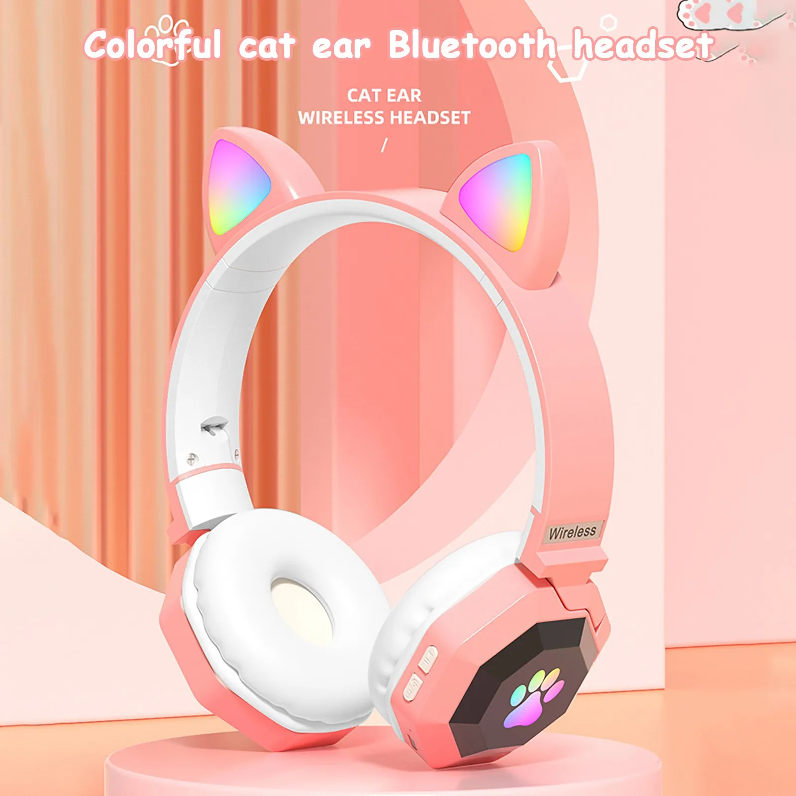 

LS-020 Wireless Wired Dual Mode Cat Ear Headphones Bluetooth 5.0 Headset Foldable Strong Bass 3D Surround Dynamic Sound