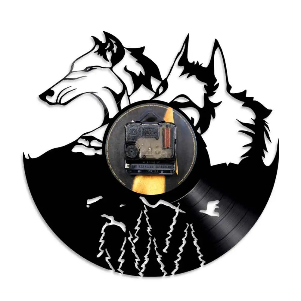 Настенные часы с головой волка виниловые для портрета фотосъемки домашнего