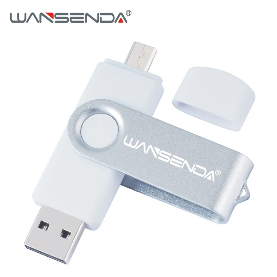 WANSENDA высокоскоростной OTG USB флеш-накопитель металлический флеш-накопитель 16 ГБ 32 ГБ 64 ГБ 128 ГБ 256 ГБ флеш-накопитель внешний накопитель USB карта памяти - Цвет: Белый