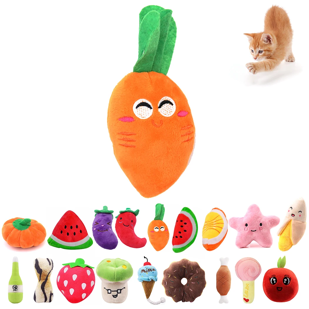 1Pcs Pet Toy Cartoon Plush Squeaky Toy Pet Toy Bite-Resistant Clean Dog Chew Puppy Training Soft Banana Carrot Vegetable Toy