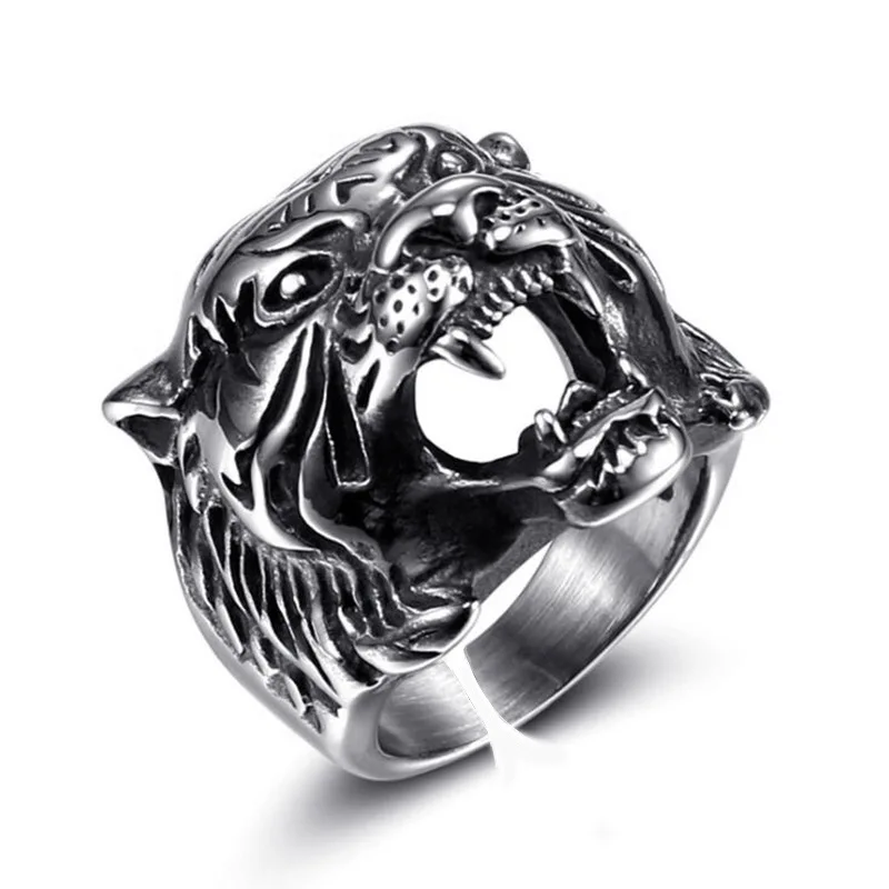 

European And American Popular Tiger Head Male Domineering Titanium Steel Retro Temperament Fashion Ring
