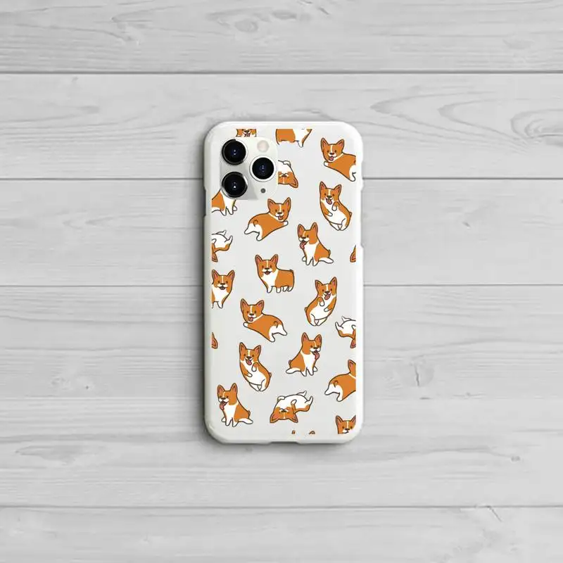

Cute cartoon corgi Phone Case Candy Color for iPhone 11 12 pro XS MAX 8 7 6 6S Plus X 5S SE 2020 XR