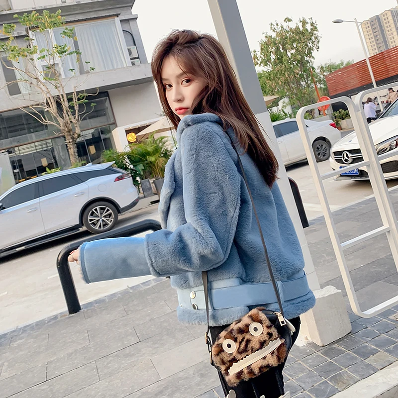 Короткая зимняя шуба из овечьей шкуры для девочек Модная приталенная теплая