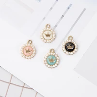 10pcspack pearl crown enamel charms alloy pendant fit for bracelet diy fashion jewelry accessories