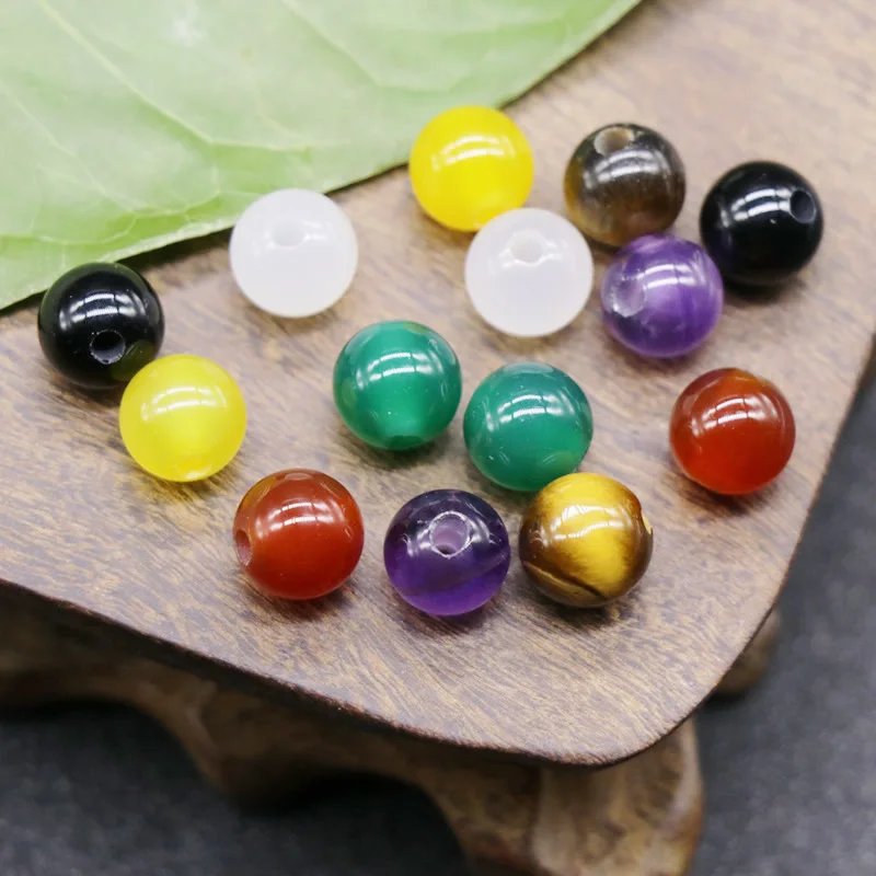 10 шт. натуральных полудрагоценных камней, красочных бусин 6~8 мм, новые каменные бусины с большим отверстием для ювелирных изделий, изготовления бус, аксессуары для ожерелий и браслетов.