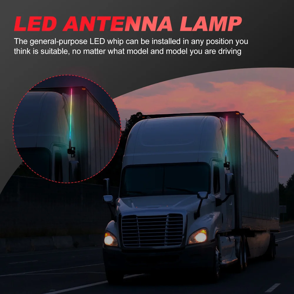 L&aacute;tigo de luces LED de 100cm, 12/24V, para cami&oacute;n, Streamer, l&aacute;mpara de antena, luces de advertencia RGB-1