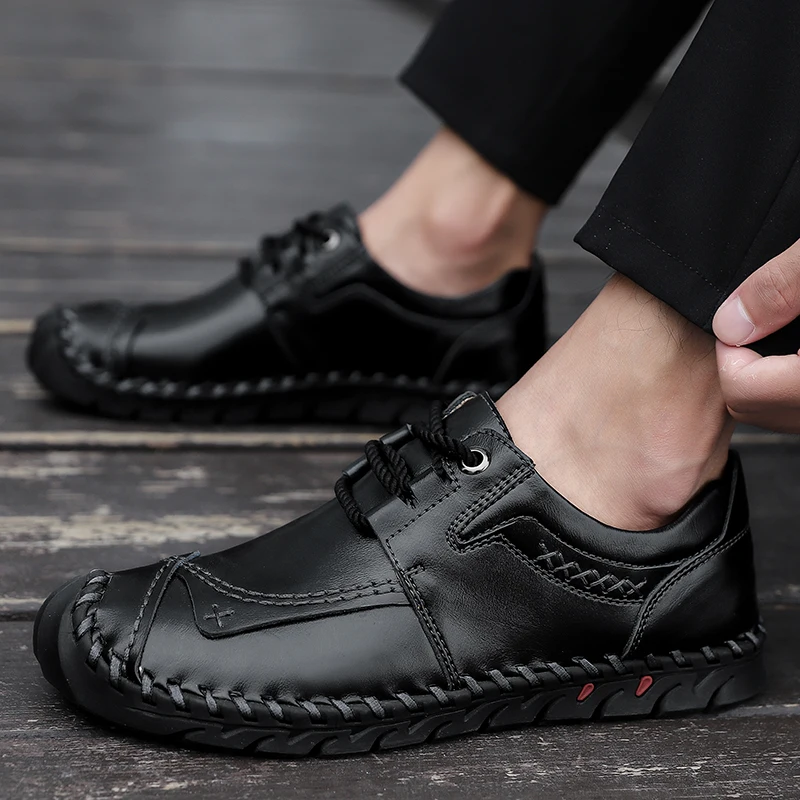 Классические кожаные мягкие мужские повседневные туфли-лоферы Итальянская