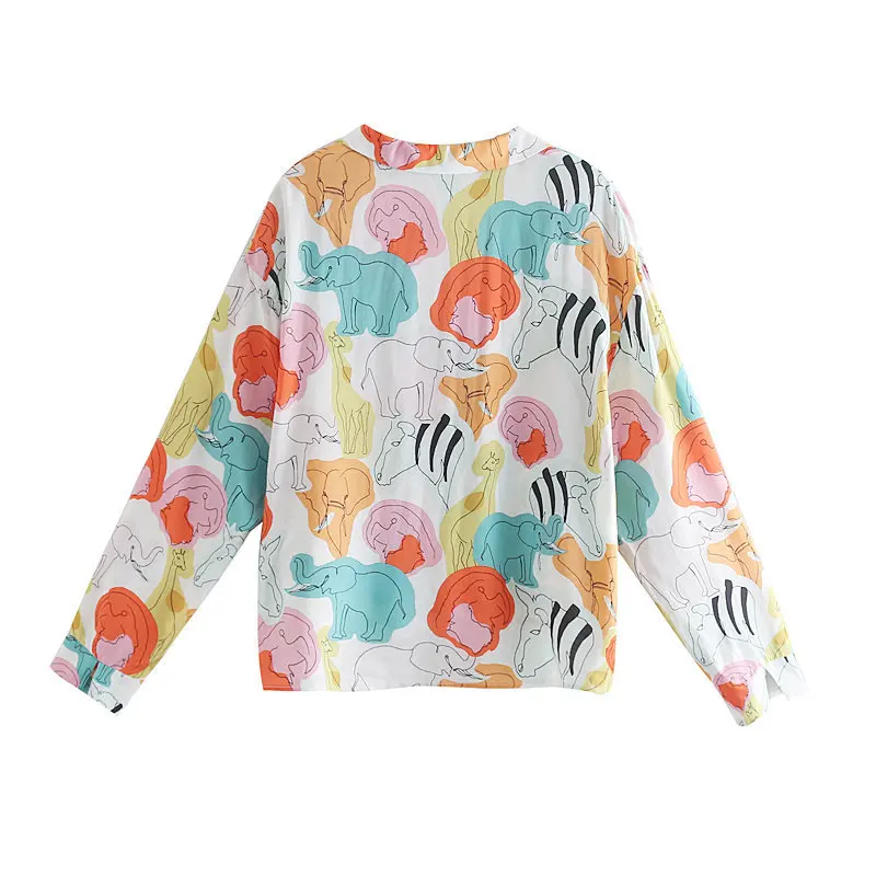 Женские топы и блузки 2019 Женская Весенняя рубашка с цветным принтом элегантные