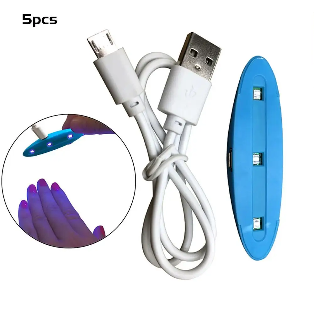 5 шт./компл. портативный светодиодный светильник для отверждения ногтей USB линия