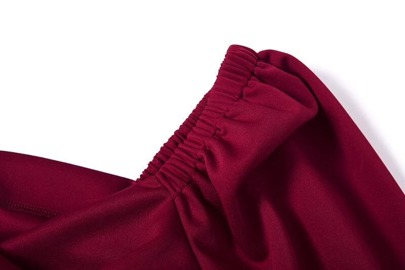 

Sexy V Neck Off Shoulder Bodycon Dress Women Autumn Winter Puff Sleeve Party Dress Red Elegant Vintage Midi Black Maxi Dress