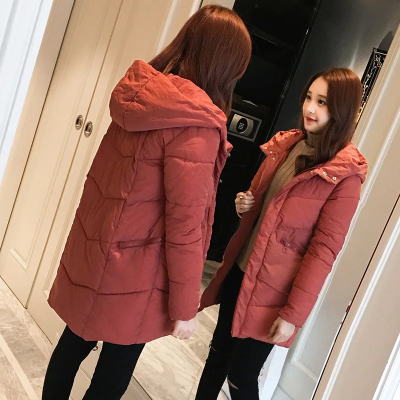 Однотонная Повседневная теплая Модная женская Длинная зимняя парка свободное