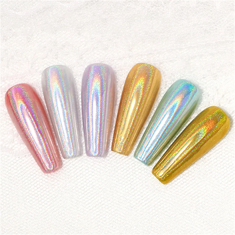 Золотой Серебряный ноготь блестящая пудра из хромового порошка пыли рисунки на