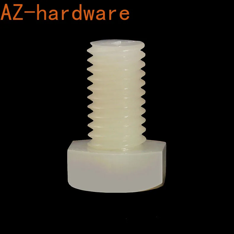 Нейлоновый верхний слой болт с шестигранной головкой белый Пластик Винты M3 M4 M5 M6