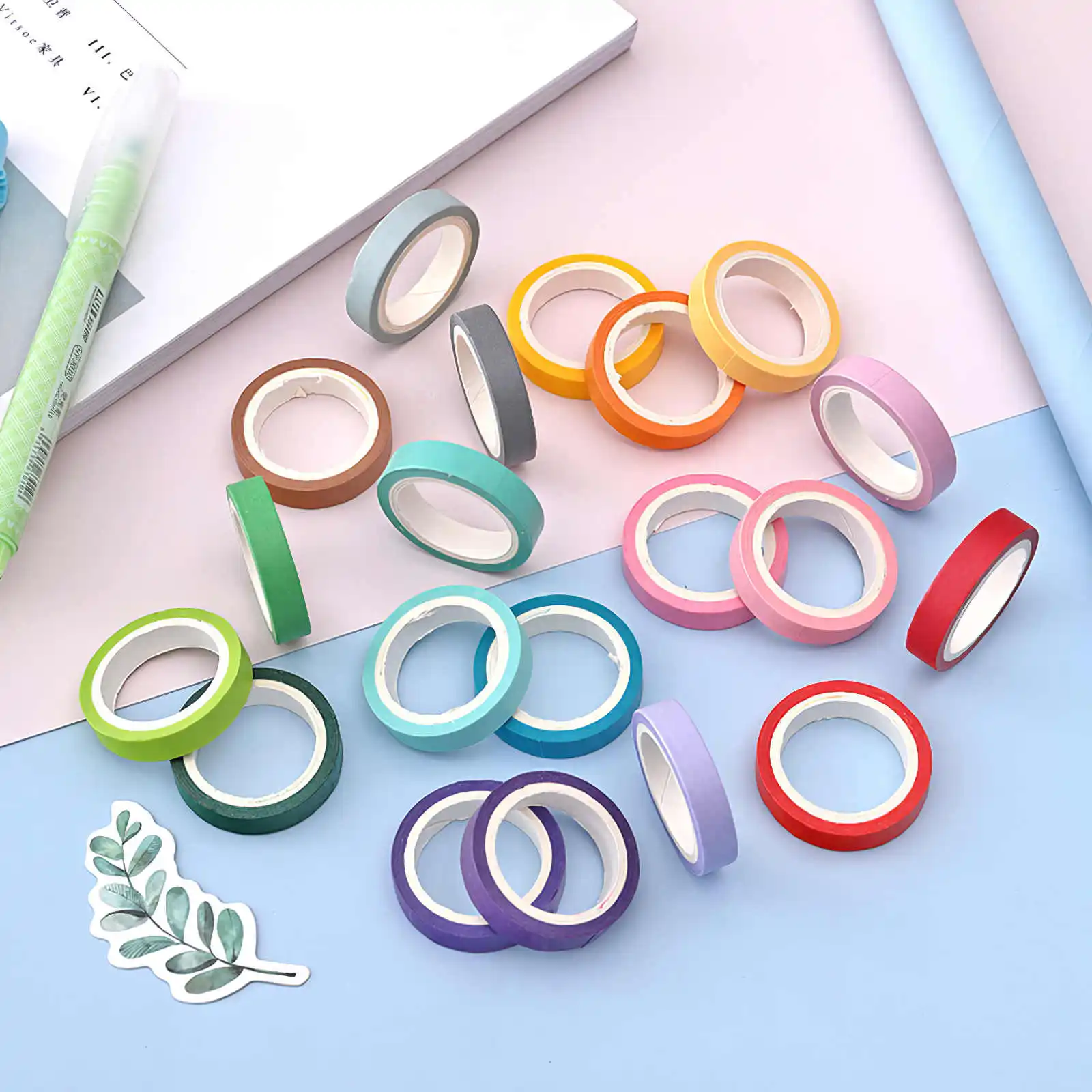 

40/60 шт., однотонная японская Маскировочная лента радужной расцветки