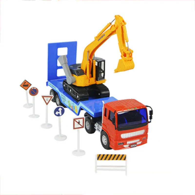 

Children's toy inertia large engineering vehicle long arm excavator and trailer combination set in stock