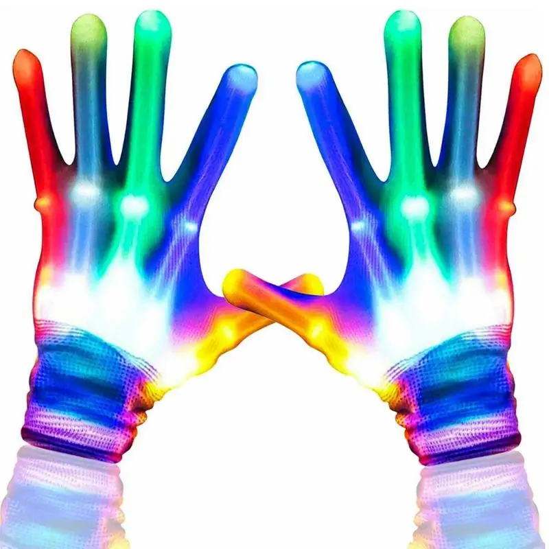 

Rainbow Gloves Toys Halloween Gift Party Luminous Props Stage Novelty Toy Christmas Party Concert Gloves Halloween Costume E1Y9