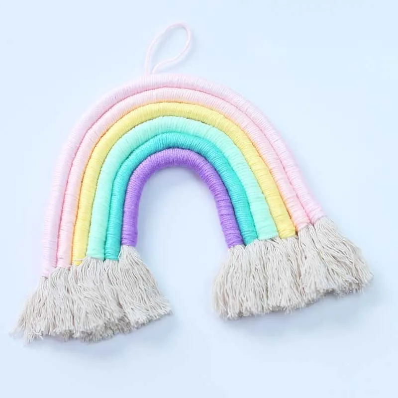 Скандинавский Радужный орнамент ручной работы декор в стиле бохо с кисточками