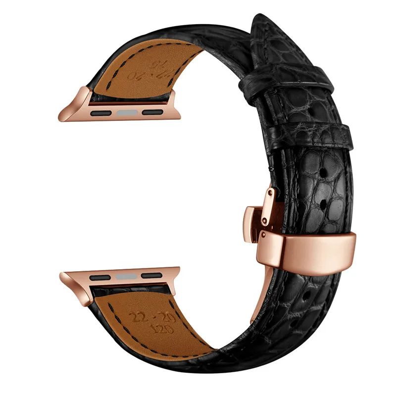 black-rosegold Крокодиловая кожа Ремешки для наручных часов Apple Watch, ремешок 42 мм, 38 мм, версия 4 44 мм для девочек; мини-юбка для браслет для iwatch для наручных часов Apple Watch Series 5 4 3 2 1 ремешок - Цвет ремешка: black-rosegold