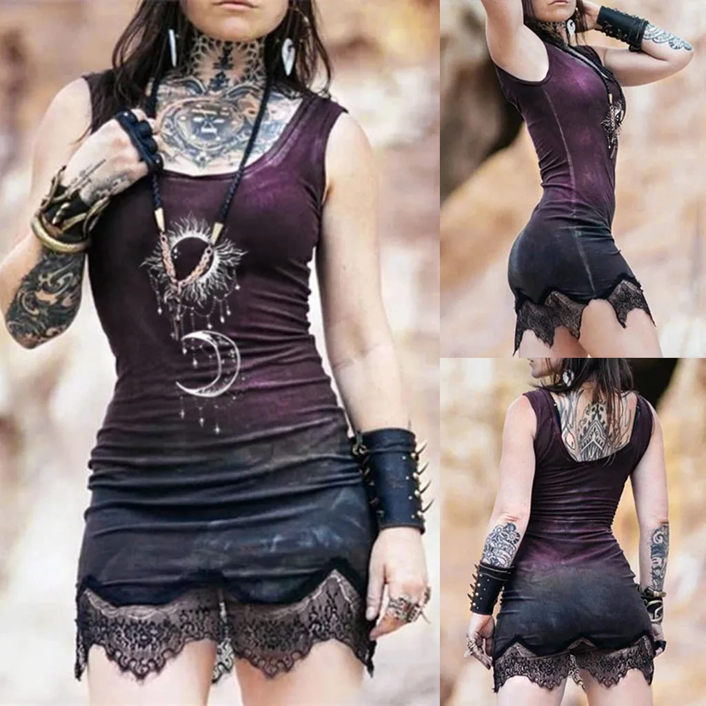 Готика Харадзюку Платье черного цвета в винтажном стиле Пикантные С НАБОРНЫМИ