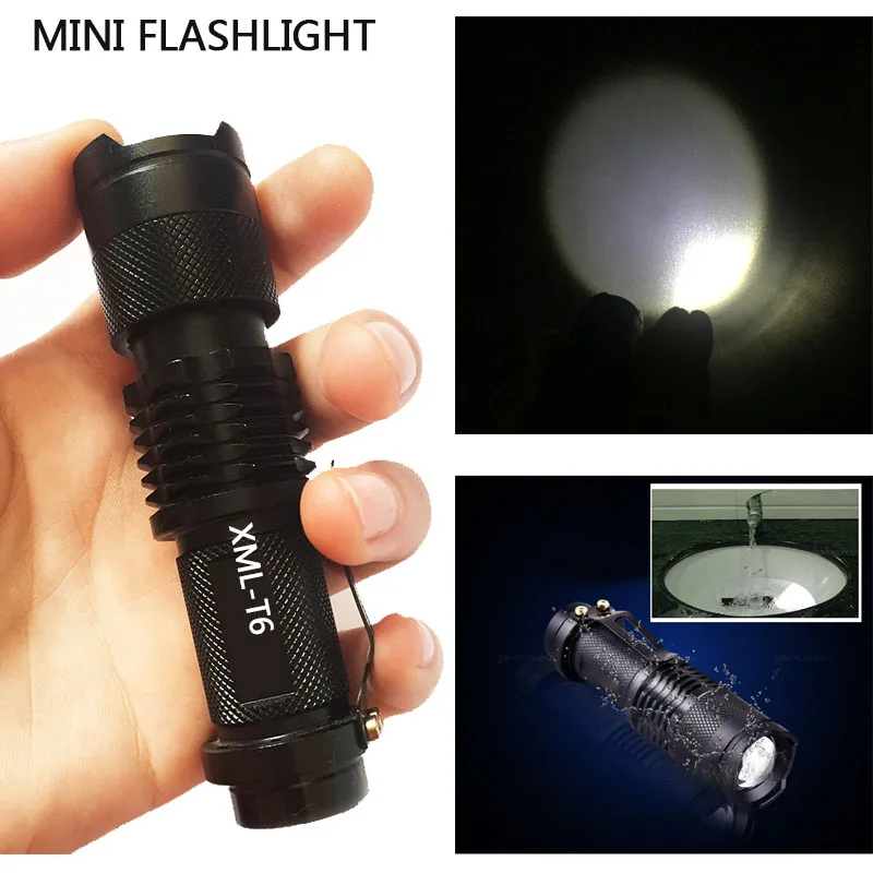 8000лм Супер Яркий Мини светодиодный фонарик Q5/T6/L2 linterna Led lanterna Zoomable рыбалка кемпинг