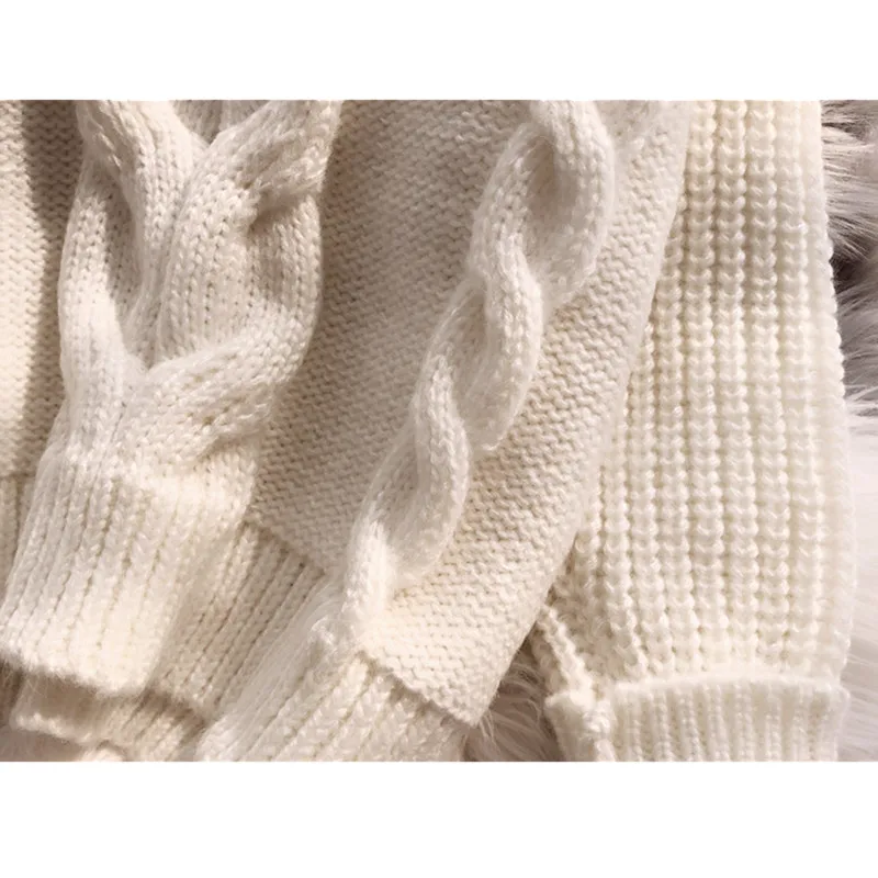 

Thick Warm Turtleneck Women Knitted Sweater Pullovers Solid Loose Long Sleeve Jumpers Outwear Coat Knitting Ladies Tops