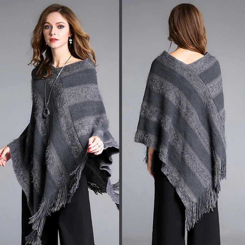 Женский свитер с длинным ворсом асимметричный большого размера бахромой и