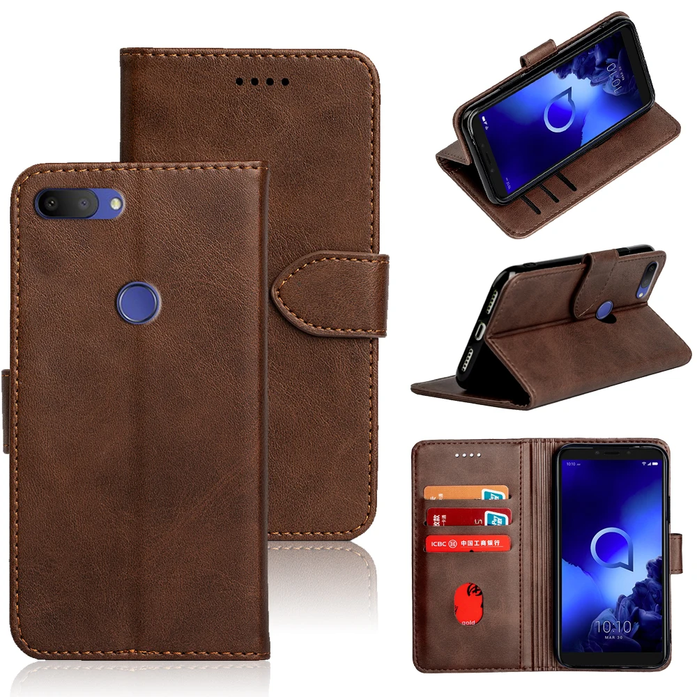Чехол книжка SRHE для Alcatel 1 S 2019 роскошный кожаный чехол с магнитным кошельком 5024D 5