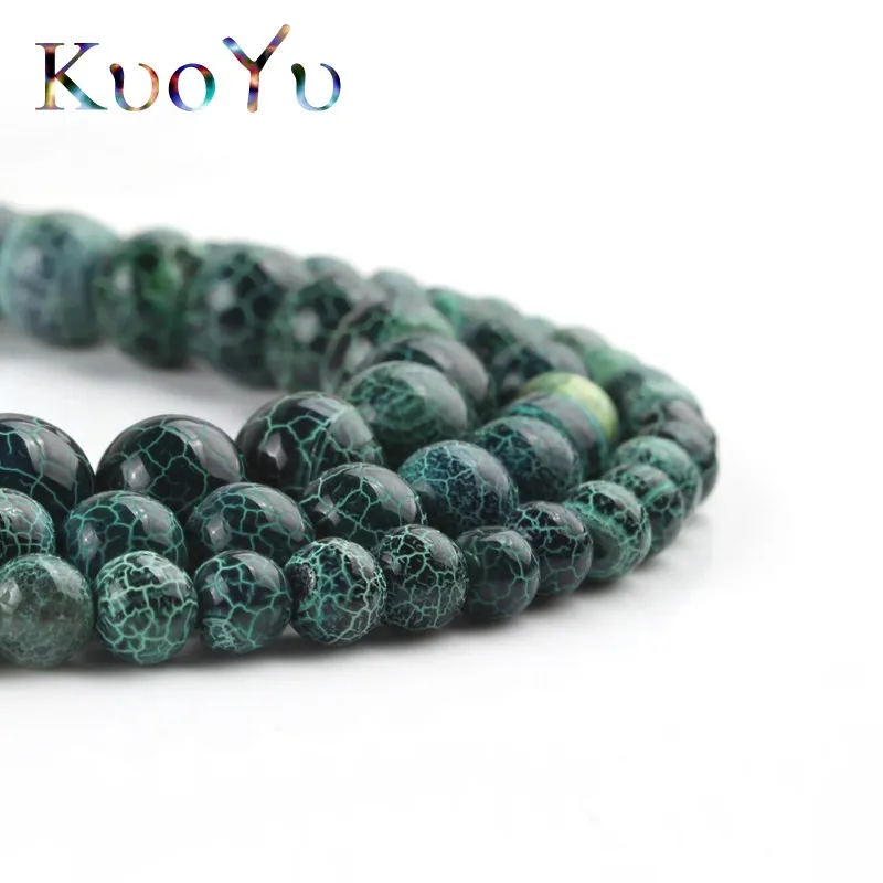 Бусины из натурального камня зеленого цвета с трещинами Агаты мечты вены дракона
