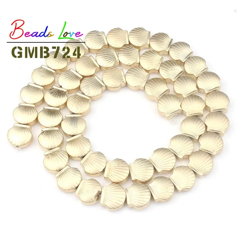 Natural Dull Polish Matte Gold Shell Hematite Stone Beads For Jewelry Making Oval Square Round Bead Diy Bracelet Necklace 15'' |