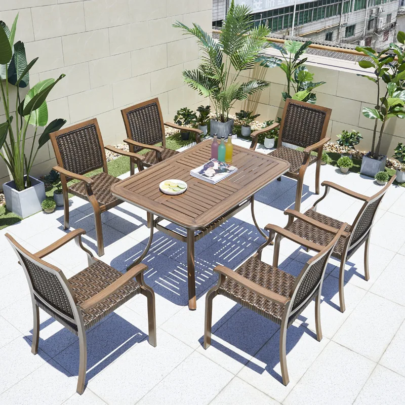 

Скандинавский уличный ротанговый стул, водонепроницаемый садовый двор, солнцезащитный, для террасы, ротанговый стул для виллы, отдыха, стол...