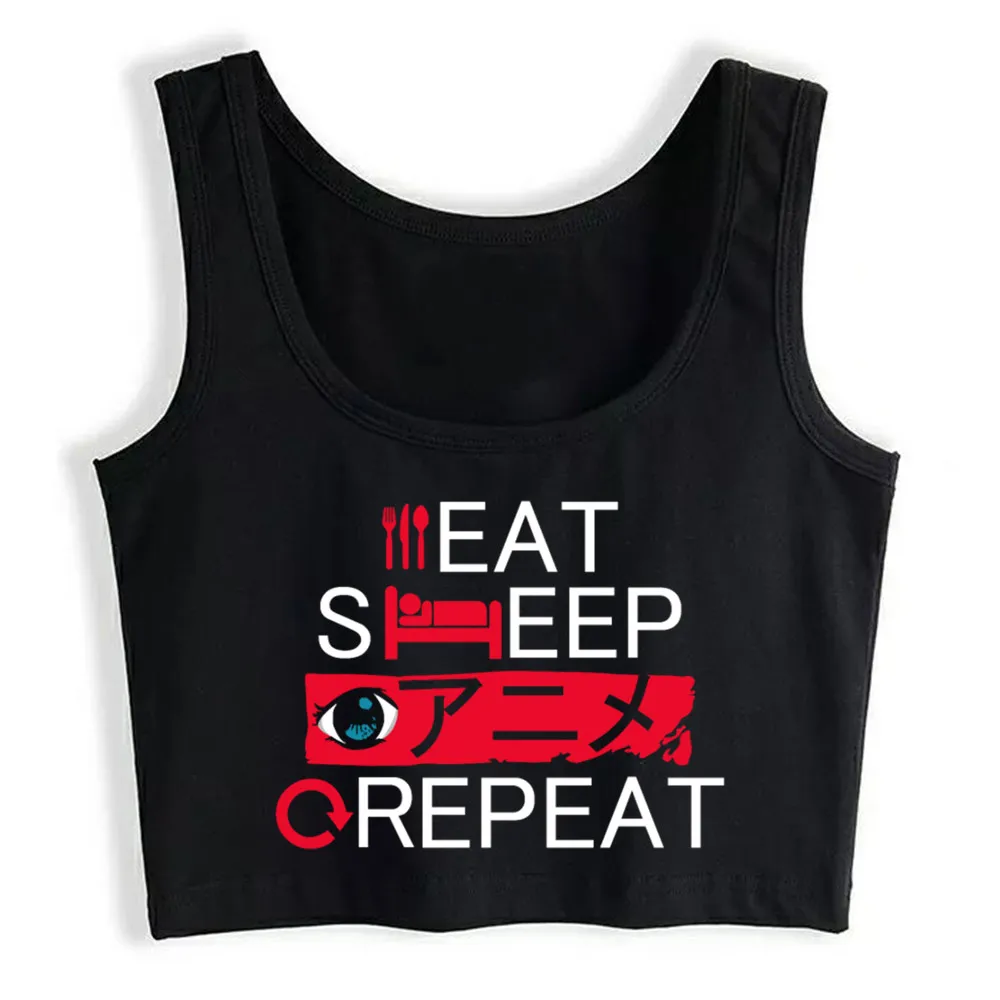 

Crop Top Women Eat Sleep Anime Repeat Harajuku Tank Top Women Comic Women Clothes