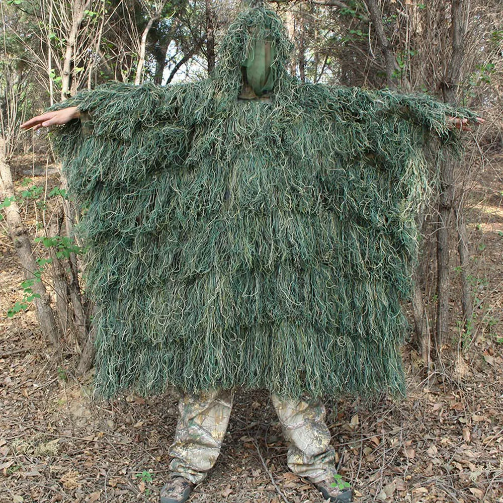 3D Лук Охота трава Ghillie пончо Снайпер пустыня камуфляж плащ для тренировок