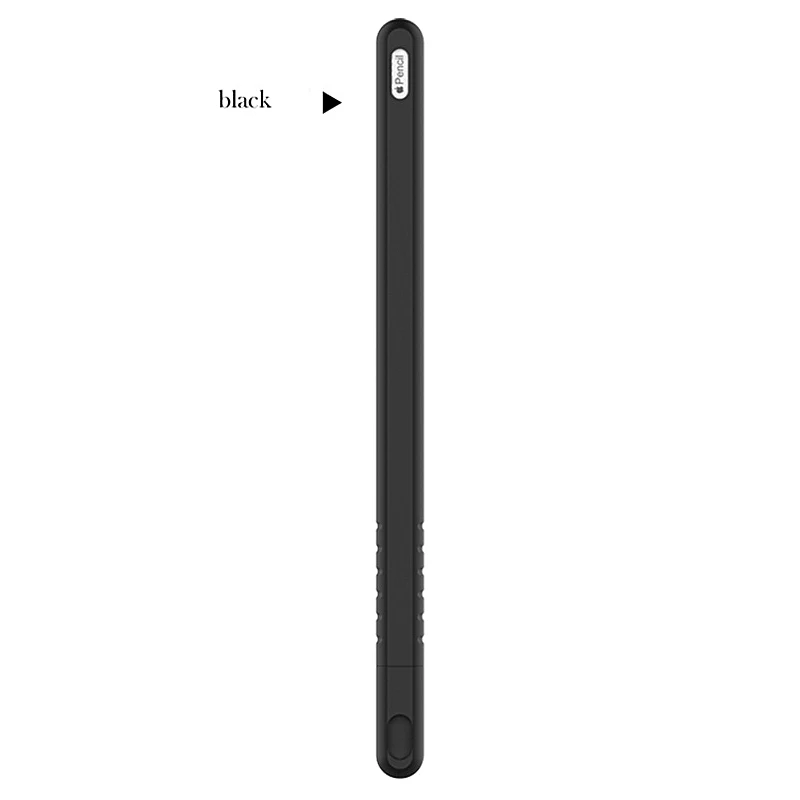 Портативный мягкий силиконовый стилус для Apple Pencil 2 Чехол для iPad Pro Tablet Touch Pen защитный чехол разноцветная сумка - Colors: Black