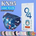Маска KN95 для взрослых FFP2 Mascarillas, Женская 4-слойная Тканевая маска с фильтром, Пылезащитная маска для лица, Корейская сертифицированная маска Kn95 с принтом рыбы