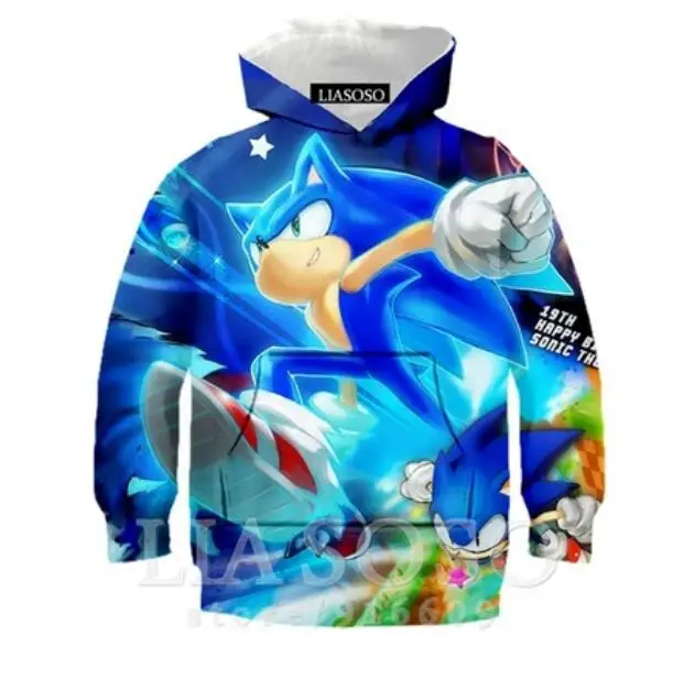 picture color Sonic 3D Модный пуловер худи Повседневная Толстовка с длинными рукавами 3D Одежда для мальчиков и девочек тонкий стиль детский свитер с героями мультфильмов - Цвет: picture color