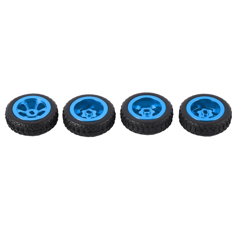 

2 Set RC Car Part: 1 Set RC Car Tires Wheels & 1 Set Metal Full Set Upgrades Parts Accessories Kit Blue