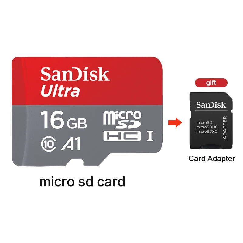 16 ГБ Двойной Флеш-накопитель SanDisk Ultra карты памяти 200 ГБ 128 Гб 64 ГБ 32 ГБ оперативной памяти, 16 Гб встроенной памяти, 8 Гб microSDHC/micro SDXC UHS-I картой micro SD объемом 98 МБ/с. TF карта для смартфона - Емкость: 16 ГБ