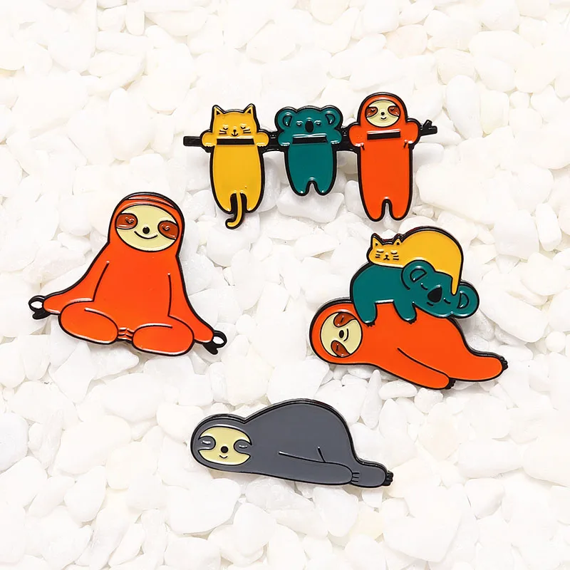 Забавные ленивые милые животные коала значок с изображением кота Броши Булавки