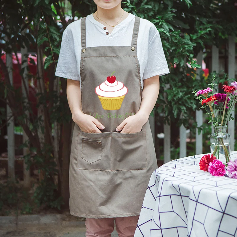 

Фартук женский хлопчатобумажный, парусиновая одежда для кухни, выпечки, супермаркета, чайного магазина, приготовления пищи, рабочая одежда