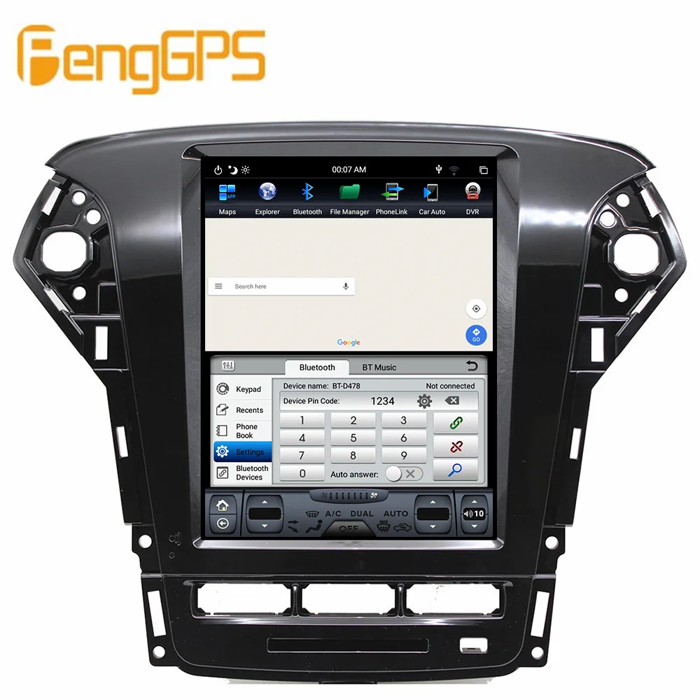 

128GB Android 9.0 New Tesla Style Vertical Big Screen For Ford Mondeo 2011-2013 Series CarPlay GPS Radio Auto Stereo Head Unit