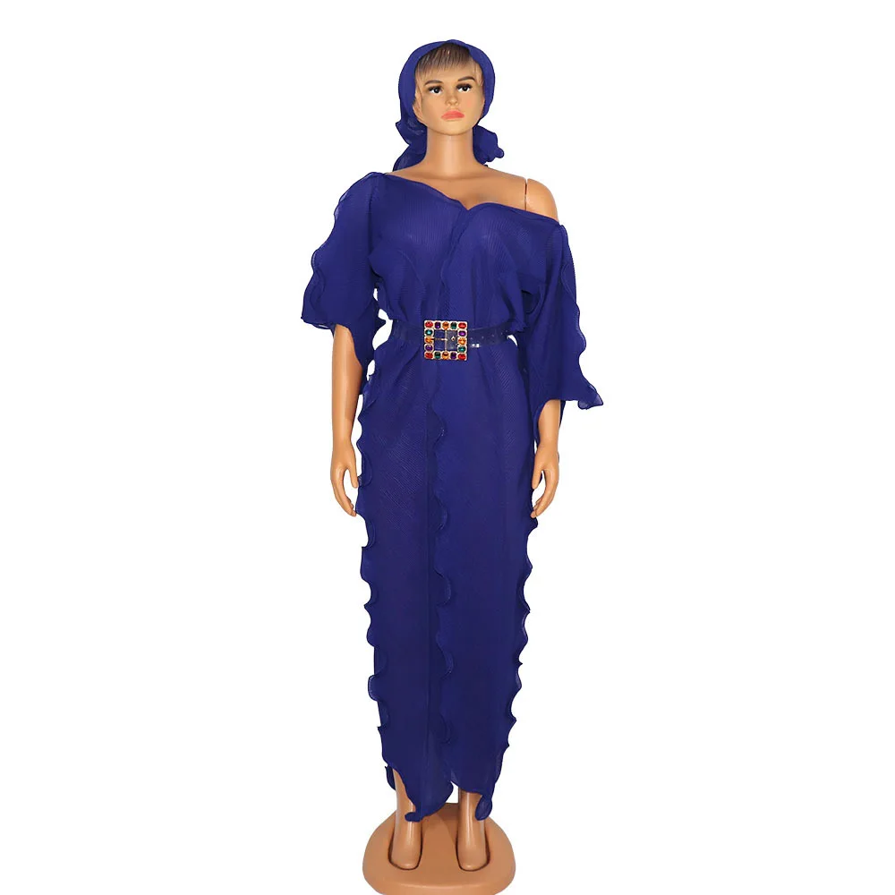 

Bright Yellow Women Pleated Long Dress Sexy V Neck Ruffle Maxi Party Club Robe Femme Vestiods Elegant African Dresses With Belt