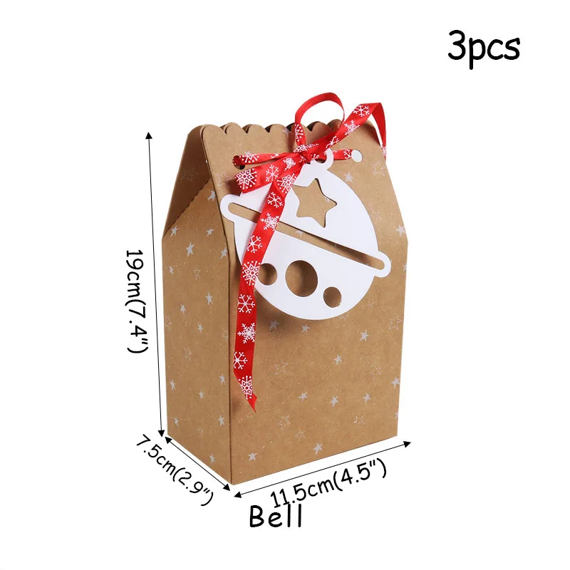 3pcs paper box j Веселые рождественские подарочные сумки Рождественская елка пластиковая упаковочная сумка Снежинка коробка с рождественскими конфетами новогодний спрос среди детей сумка Noel Navidad - Цвет: 3pcs paper box j