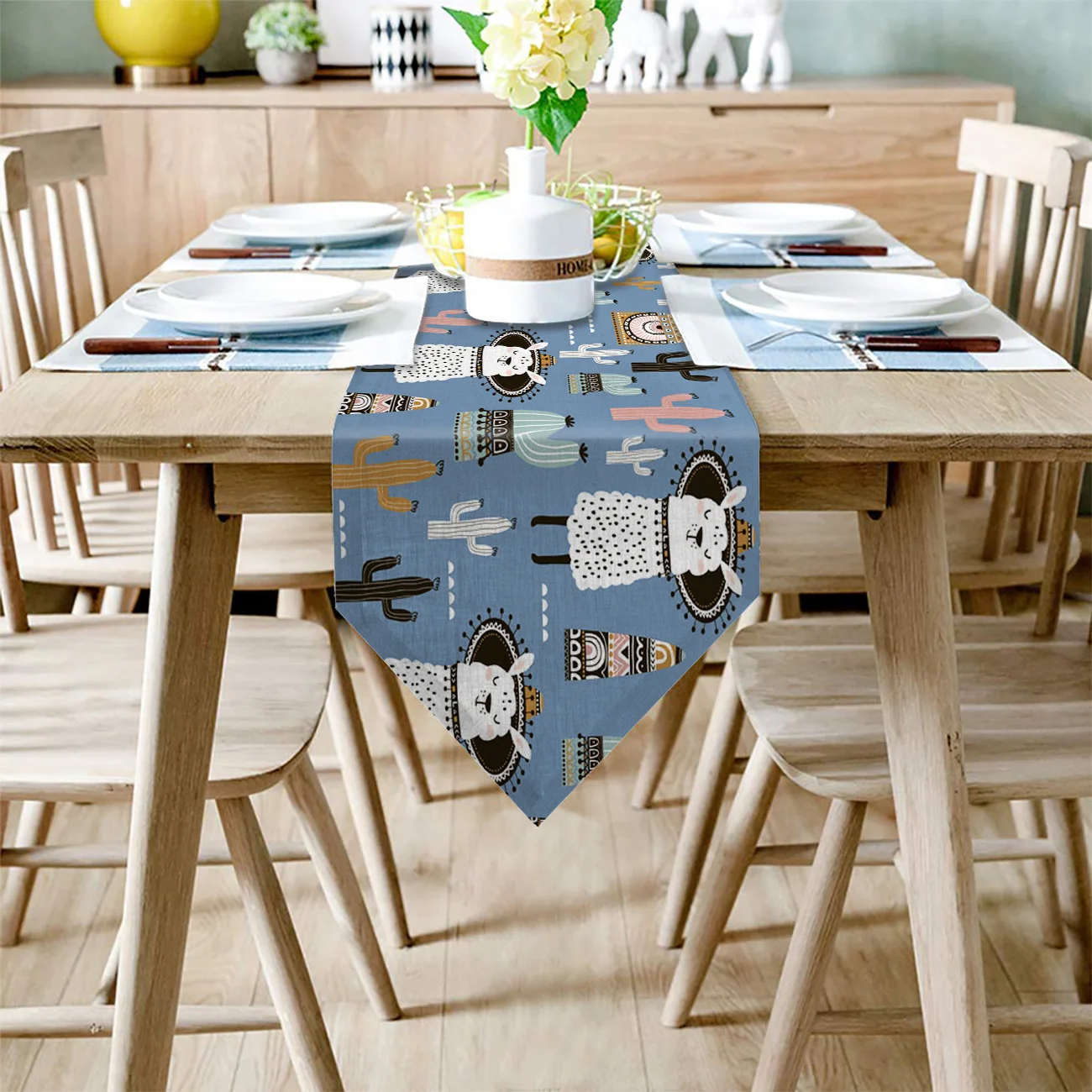 Современная настольная дорожка С КАКТУСОМ и альпакой в скандинавском стиле