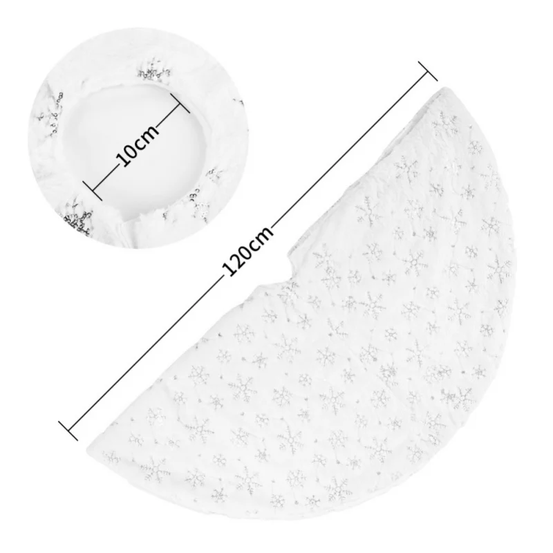 Белая плюшевая юбка для рождественской елки с невидимой нейлоновой застежкой