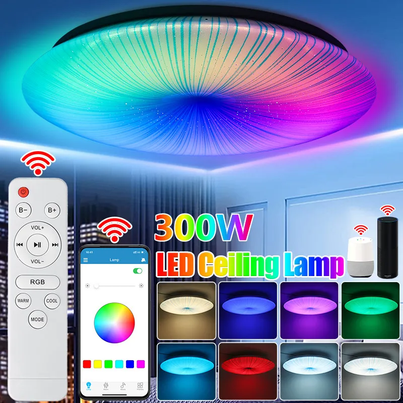 

30/40/50cm WIFI RGB LED Ceiling Light Home Lighting 300W APP bluetooth Dimmable Smart Ceiling Lamp With Remote Control AC85-265V
