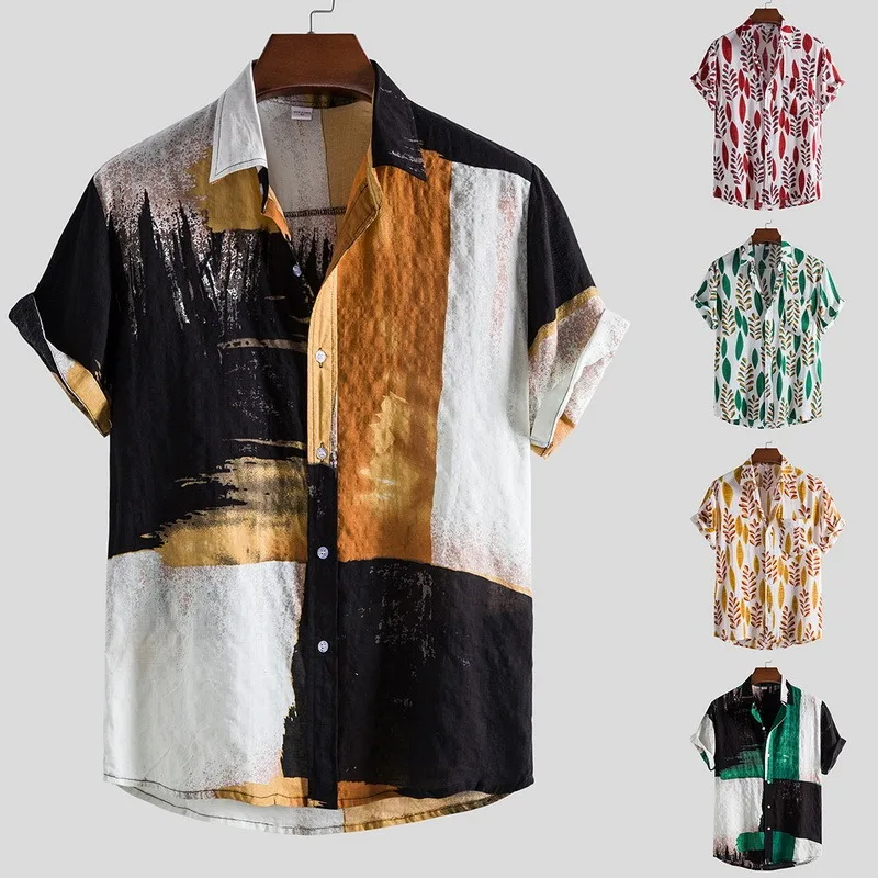 

Muyogrt 2021 New Fashion Men's Shirts Men Hawaiian Casual Shirts Men Printed Short-sleeve Blouses Tops Oversized Shirt M-3XL