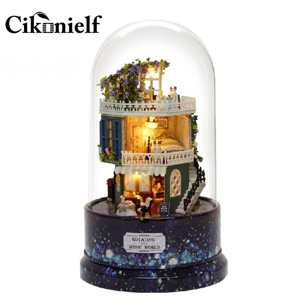 Cikonielf Творческий Кукольный дом своими руками миниатюрный мечты с вращающейся