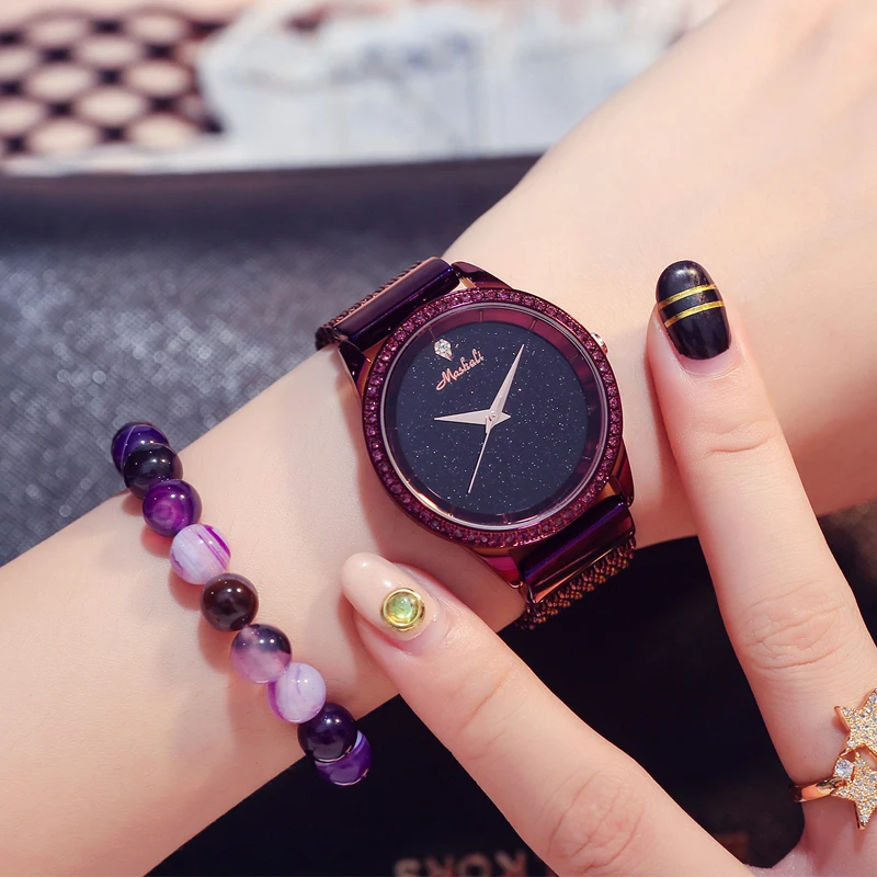 Водонепроницаемые Модные женские часы новинка Звездные розовые золотые