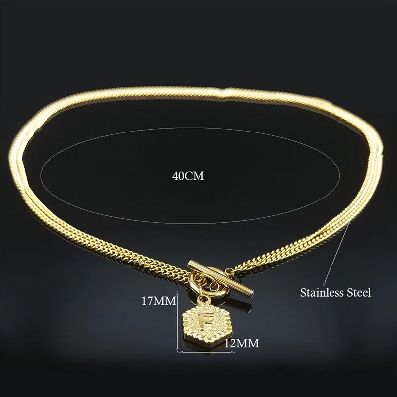 

2021 Stainless Steel Statement Necklace Women Gold Color Initials F Letter Chocker Necklaces Jewelry collier chaine XH07004S01